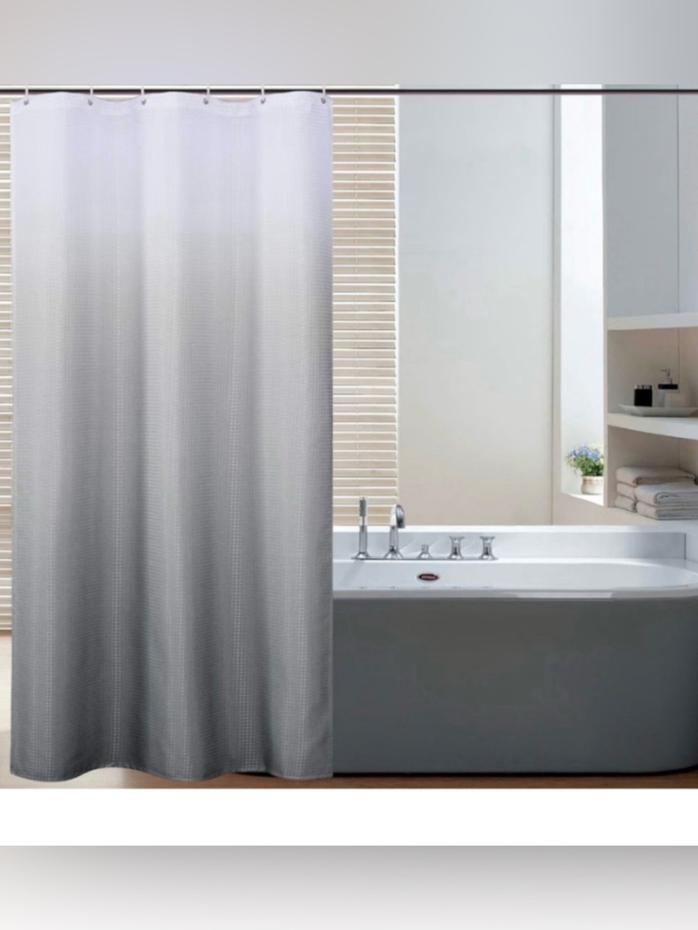 BERMINO Grey Ombre Textured Fabric Stall Shower Curtain 36x72 New